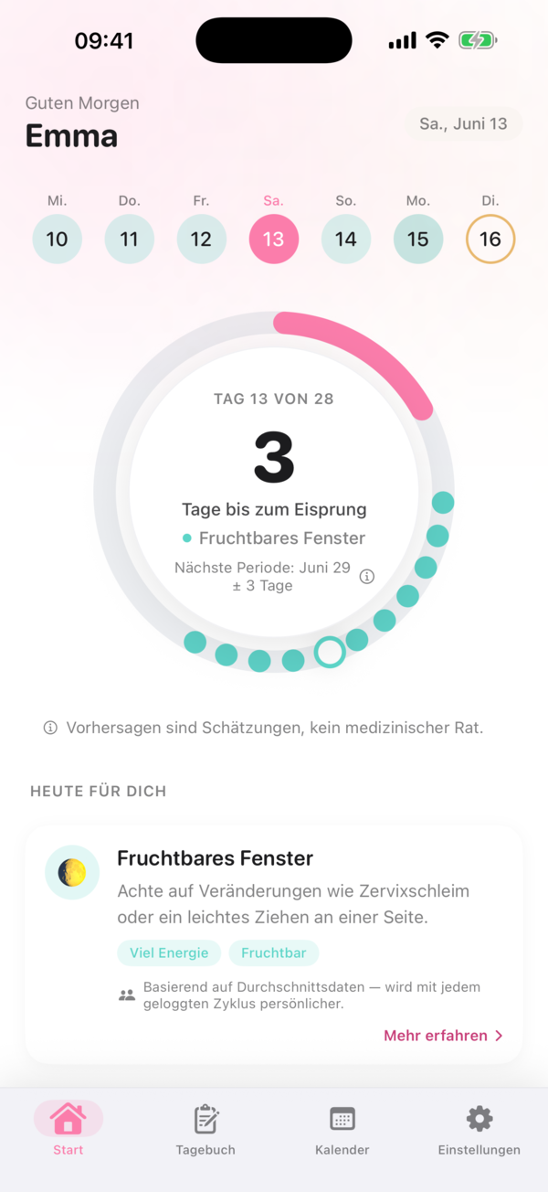 Ovaly home screen in German