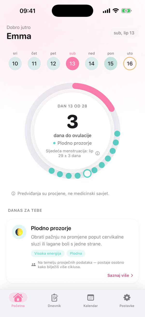 Ovaly home screen in Croatian