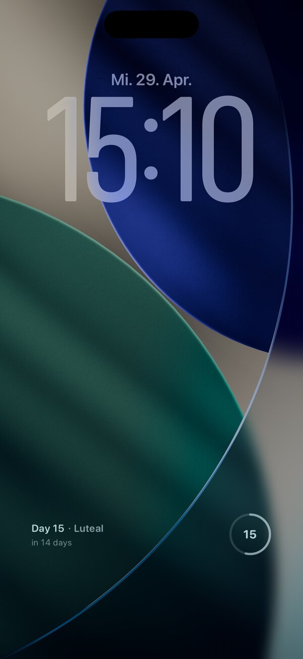Ovaly Lock Screen widget showing the cycle day